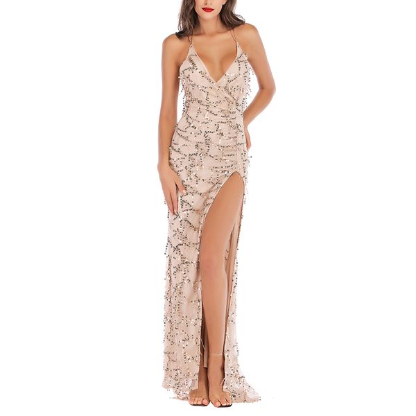 women dress v neck maxi sequin halter backless split cocktail prom gown night club party camisole dresses female, Black;gray
women dress v neck maxi sequin halter backless split cocktail prom gown night club party camisole dresses female, Black;gray