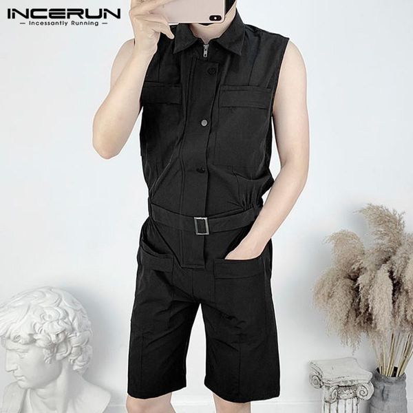 men's pants fashion men overalls sleeveless streetwear jumpsuit 2021 solid multi-pockets summer rompers punk mens trousers with belt in, Black
men's pants fashion men overalls sleeveless streetwear jumpsuit 2021 solid multi-pockets summer rompers punk mens trousers with belt in, Black