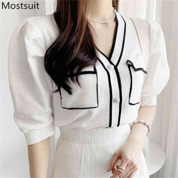 summer color-blocked knitted cardigan women vintage korean short sleeve v-neck pockets sweater fashion ladies jumpers 210513, White;black
summer color-blocked knitted cardigan women vintage korean short sleeve v-neck pockets sweater fashion ladies jumpers 210513, White;black