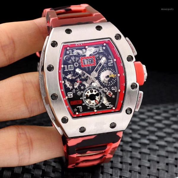 classic automatic mechanical skeleton silver black flyback camouflage rubber men stainless steel watch sapphire wristwatches, Slivery;brown
classic automatic mechanical skeleton silver black flyback camouflage rubber men stainless steel watch sapphire wristwatches, Slivery;brown