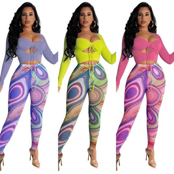 2022 spring set 2 piece pants outfits women designer long sleeves hollow out bandage crop screen printed leggings matching set, White
2022 spring set 2 piece pants outfits women designer long sleeves hollow out bandage crop screen printed leggings matching set, White