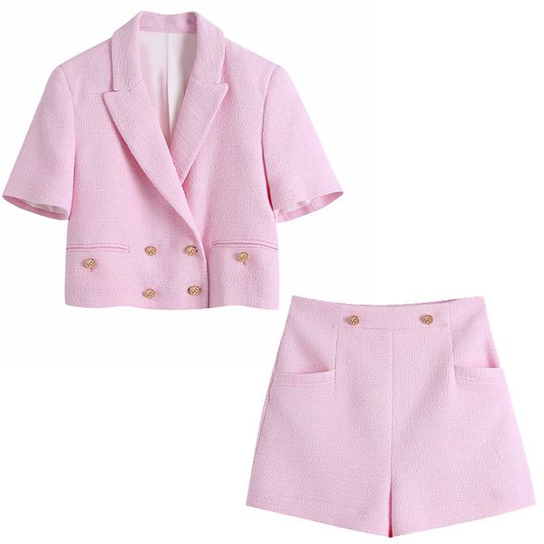 women 2 pieces set short sleeve notched neck cropped coat shorts suit chic lady fashion casual 210517, White
women 2 pieces set short sleeve notched neck cropped coat shorts suit chic lady fashion casual 210517, White