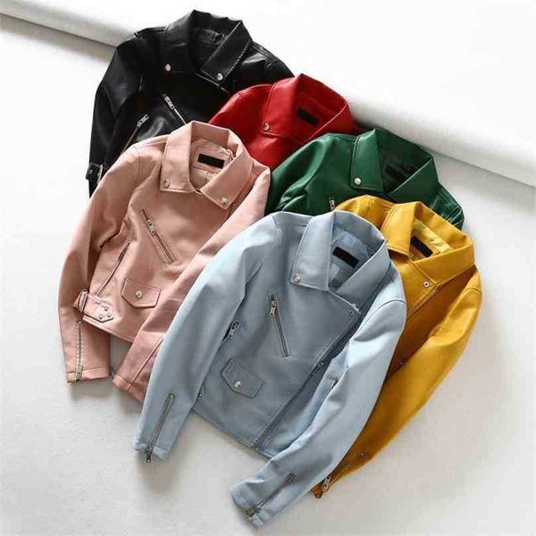 spring autumn faux leahter jacket fashion women slim zipper yellow biker pvc coats ladies punk style black jackets 210525 
spring autumn faux leahter jacket fashion women slim zipper yellow biker pvc coats ladies punk style black jackets 210525