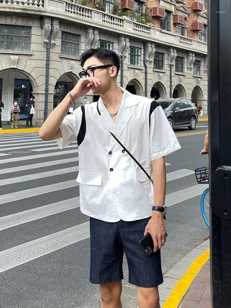 men's casual shirts xs-6xl 2021 men women's clothing catwalk loose contrast stitched short sleeve shirt plus size singer costumes, White;black
men's casual shirts xs-6xl 2021 men women's clothing catwalk loose contrast stitched short sleeve shirt plus size singer costumes, White;black