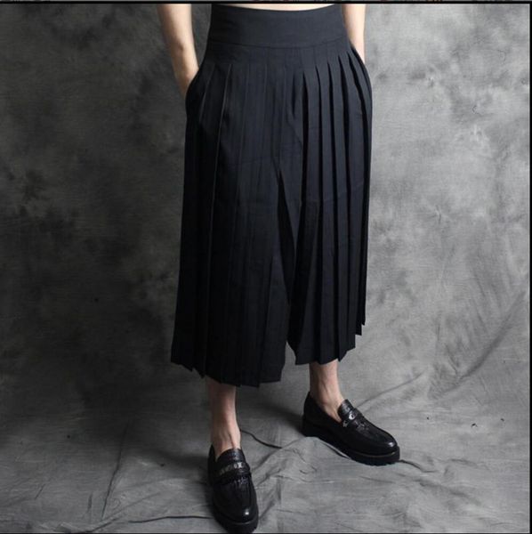 men's pants s-5xl 2021 personality culottes punk boot cut men loose wide leg cropped hairstylist nightclub skirt, Black
men's pants s-5xl 2021 personality culottes punk boot cut men loose wide leg cropped hairstylist nightclub skirt, Black