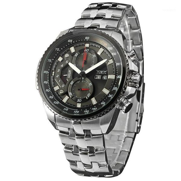 fashion trend casual sports mechanical watch men's studs scale steel band machanical wristwatches, Slivery;brown
fashion trend casual sports mechanical watch men's studs scale steel band machanical wristwatches, Slivery;brown