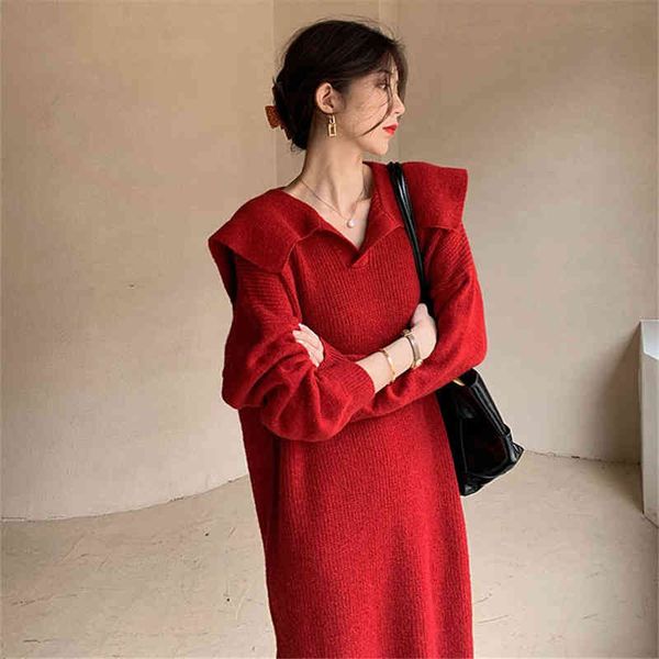 casual dresses lmq new women autumn winter knitted long sleeve sailor collar dress oversize loose sweater jumper christmas red dre, Black;gray
casual dresses lmq new women autumn winter knitted long sleeve sailor collar dress oversize loose sweater jumper christmas red dre, Black;gray