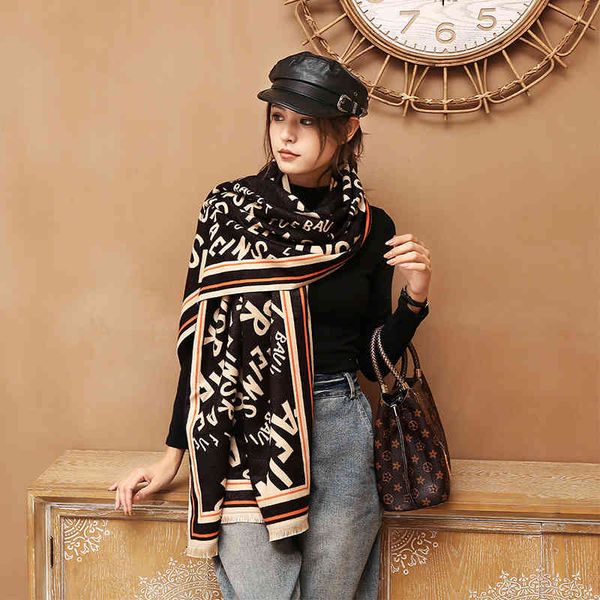 imitation cashmere scarf shawl cloak 2021 autumn winter new letter scarf women's jacquard office warmth, Blue;gray
imitation cashmere scarf shawl cloak 2021 autumn winter new letter scarf women's jacquard office warmth, Blue;gray