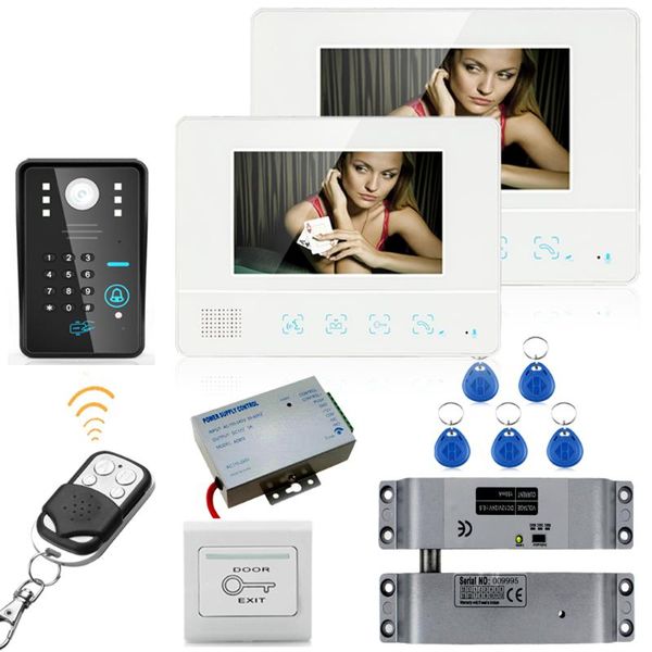 7" rfid password video door phone intercom system doorbell camera 1000tvl 2 monitor + electric drop bolt lock phones
7" rfid password video door phone intercom system doorbell camera 1000tvl 2 monitor + electric drop bolt lock phones