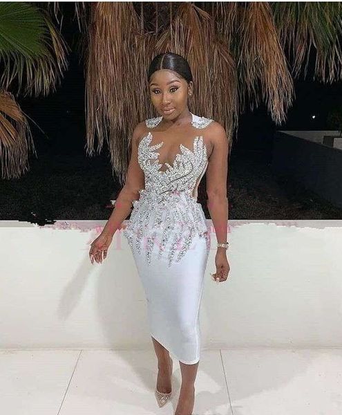 new sheer jewel neck tea length formal party short prom dresses custom made white sheath sequins beaded cocktail gowns, Black
new sheer jewel neck tea length formal party short prom dresses custom made white sheath sequins beaded cocktail gowns, Black