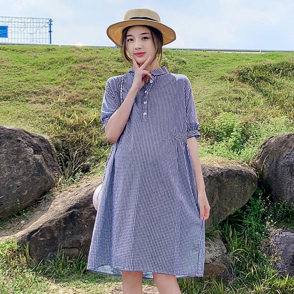 maternity summer plaid dress puff sleeve stand collar pregnant women cotton plus size pregnancy a-line shirts dresses, White
maternity summer plaid dress puff sleeve stand collar pregnant women cotton plus size pregnancy a-line shirts dresses, White