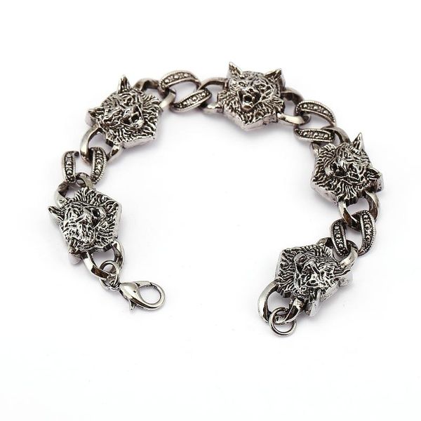 charm bracelets retro style punk jewelry with 5 pcs head wolf pattern beaded wrap bracelet bangles for men women gift, Golden;silver
charm bracelets retro style punk jewelry with 5 pcs head wolf pattern beaded wrap bracelet bangles for men women gift, Golden;silver