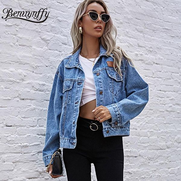 women's jackets benuynffy turn-down collar loose denim jacket women spring and autumn single breasted female outwear casual jean coats, Black;brown
women's jackets benuynffy turn-down collar loose denim jacket women spring and autumn single breasted female outwear casual jean coats, Black;brown