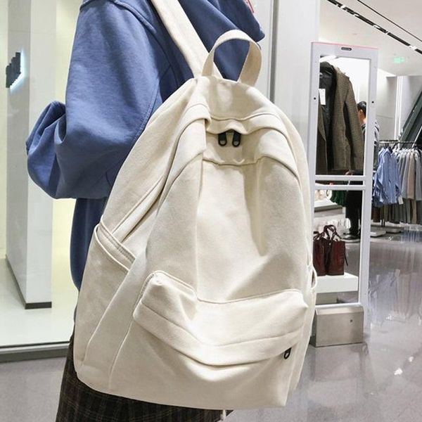 backpack fashion simple casual female school bag cotton canvas teen girl college student men black mochila
backpack fashion simple casual female school bag cotton canvas teen girl college student men black mochila