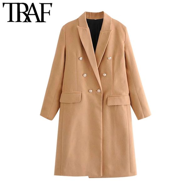 traf women fashion double breasted woolen coat vintage long sleeve back vent female outerwear chic overcoat 210415, Black
traf women fashion double breasted woolen coat vintage long sleeve back vent female outerwear chic overcoat 210415, Black