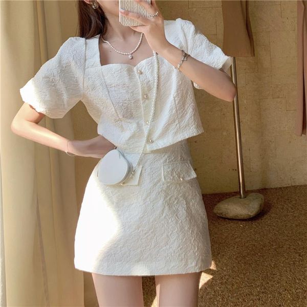 women's polos 2021 summer korean fashion casual two piece set women cardigan crop + skirts suits sweet shirt blouse skirt 2 sets, White
women's polos 2021 summer korean fashion casual two piece set women cardigan crop + skirts suits sweet shirt blouse skirt 2 sets, White