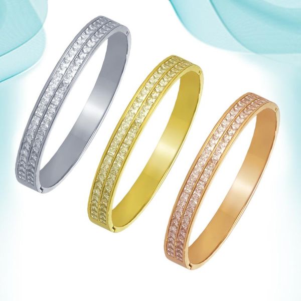 bangle bracelets 2 row crystal stone couple stainless steel silver white rose fashion charm luxury gold color, Black
bangle bracelets 2 row crystal stone couple stainless steel silver white rose fashion charm luxury gold color, Black