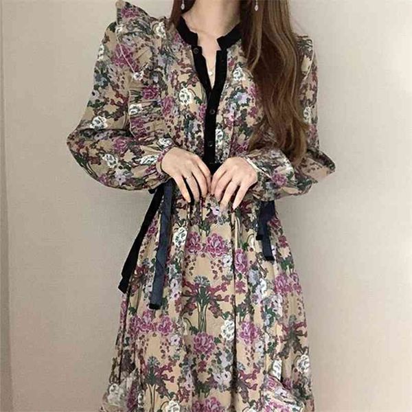 autumn retro women's round neck floral single-breasted ruffled stitching lantern sleeves lace-up waist dress women uk653 210506, Black;gray
autumn retro women's round neck floral single-breasted ruffled stitching lantern sleeves lace-up waist dress women uk653 210506, Black;gray