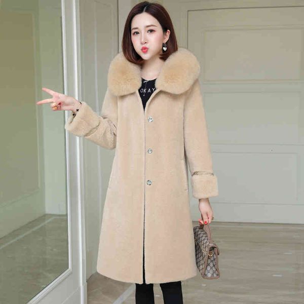 real fur collar wool jacket autumn winter coat clothes korean vintage sheep shearling women zt3746, Black 
real fur collar wool jacket autumn winter coat clothes korean vintage sheep shearling women zt3746, Black
