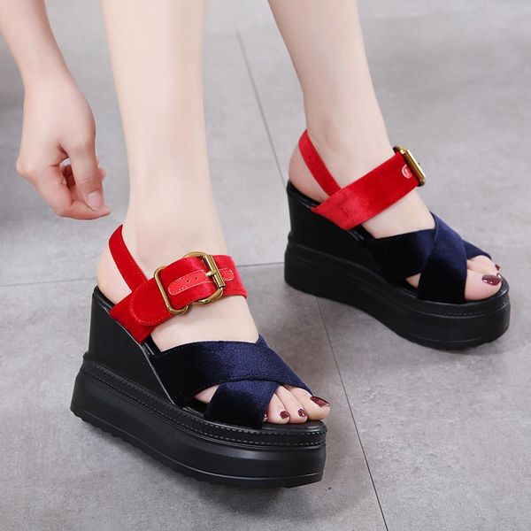 womens open toe platform wedge high heel velvet slingbacks sandals shoes match colors summer 2021, Black
womens open toe platform wedge high heel velvet slingbacks sandals shoes match colors summer 2021, Black