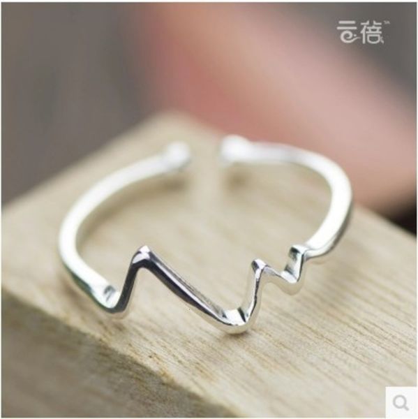s925 silver opening female little finger tail korean version simple creative ecg joint ring adjustable gift, Black
s925 silver opening female little finger tail korean version simple creative ecg joint ring adjustable gift, Black