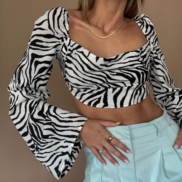 women's blouses & shirts zebra print women backless lace up female elegant crop fashion long sleeve blusas club party shirt, White
women's blouses & shirts zebra print women backless lace up female elegant crop fashion long sleeve blusas club party shirt, White