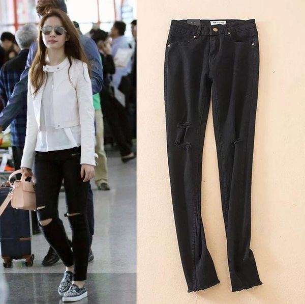 women skinny jeans fall fashion pencil pants denim strech black hole ripped high waist plus size women's, Blue
women skinny jeans fall fashion pencil pants denim strech black hole ripped high waist plus size women's, Blue