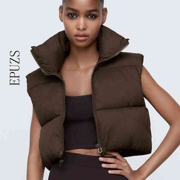 za stand collar cotton vests coat women elegant zipper coats casual sleeveless streetwear 210521, Black;white
za stand collar cotton vests coat women elegant zipper coats casual sleeveless streetwear 210521, Black;white