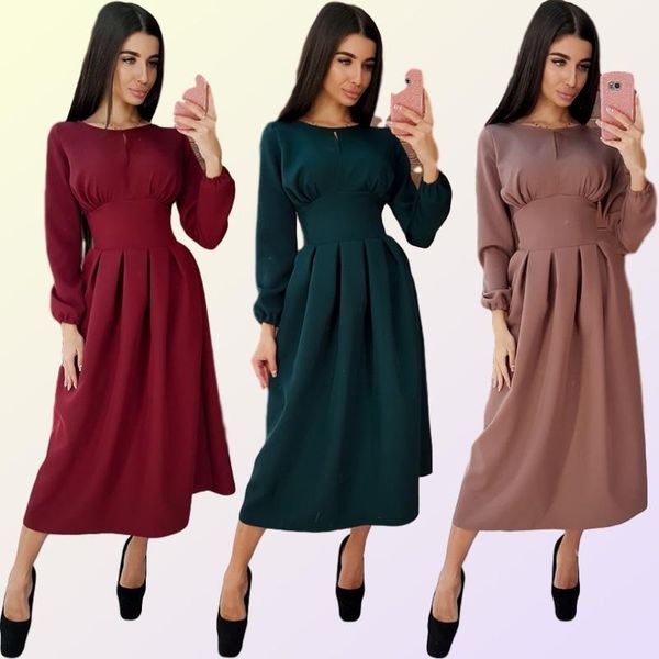 casual dresses women vintage a-line party mid length dress o neck solid long sleeve elegant 2021 autumn winter fashion, Black;gray
casual dresses women vintage a-line party mid length dress o neck solid long sleeve elegant 2021 autumn winter fashion, Black;gray