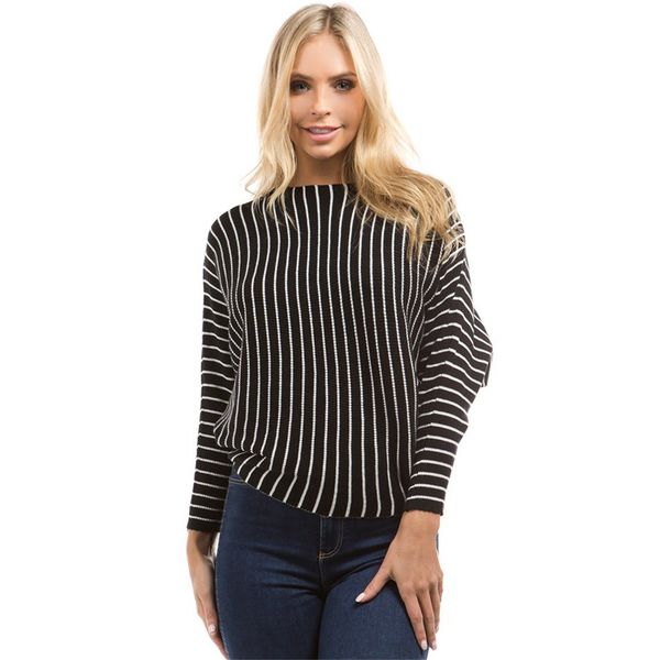 fashion sweater autumn and winter 2021 black white striped t-shirt women's pullover loose long coat, White;black
fashion sweater autumn and winter 2021 black white striped t-shirt women's pullover loose long coat, White;black