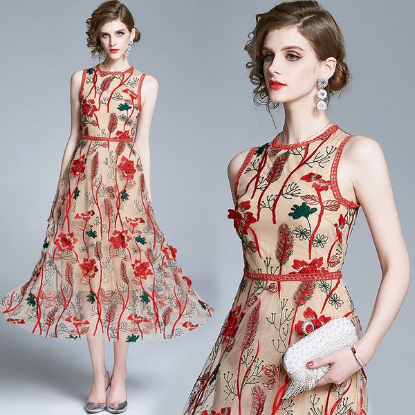 simgent summer beach dress fashion women sleeveless floral embroidery dress elegant slim a line flare vestidos sg004291, Black;gray
simgent summer beach dress fashion women sleeveless floral embroidery dress elegant slim a line flare vestidos sg004291, Black;gray