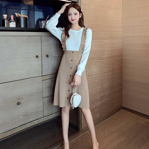 one-piece woman ruffle sweater dress korean elegant splicing fake two pieces ladies dresses 2021 lady winter midi casual, Black;gray
one-piece woman ruffle sweater dress korean elegant splicing fake two pieces ladies dresses 2021 lady winter midi casual, Black;gray
