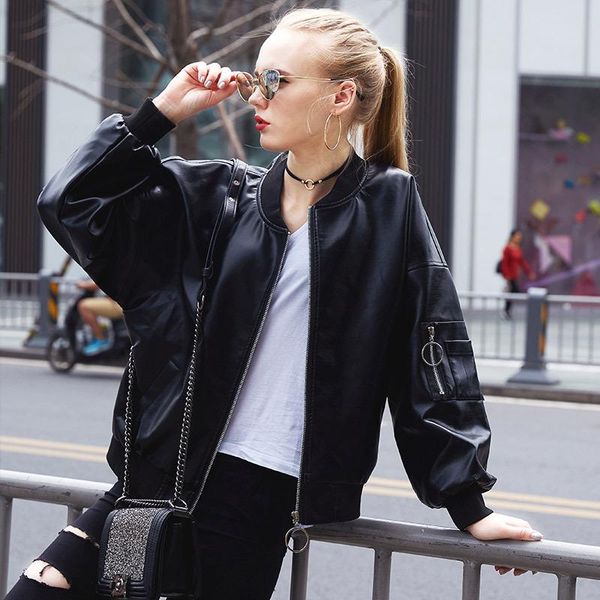 women's jackets jacket spring and autumn bf wind baseball uniform loose casual pu coat leather, Black;brown
women's jackets jacket spring and autumn bf wind baseball uniform loose casual pu coat leather, Black;brown