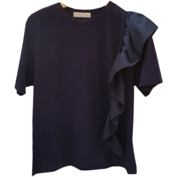 korean chic casual fashion solid color o neck ruffle stitching loose t-shirt women summer trendy clothing 16w1086 210510, White
korean chic casual fashion solid color o neck ruffle stitching loose t-shirt women summer trendy clothing 16w1086 210510, White