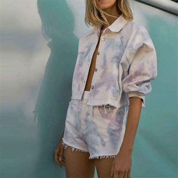 women summer fashion tie dye suits 2-piece sets denim jackets coats and shorts female casual street two-pieces set clothes 210513, White
women summer fashion tie dye suits 2-piece sets denim jackets coats and shorts female casual street two-pieces set clothes 210513, White