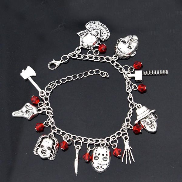 link, chain horror movie charm bracelet ghost men women halloween costume jewelry gift, Black
link, chain horror movie charm bracelet ghost men women halloween costume jewelry gift, Black