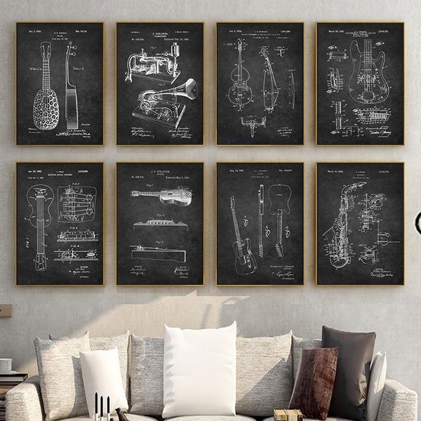 unframed retro black and white musical instrument painting wall decoration art poster
unframed retro black and white musical instrument painting wall decoration art poster