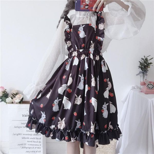 casual dresses sweet lolita women strawberry printed sleeveless cute dress for kawaii girls summer, Black;gray
casual dresses sweet lolita women strawberry printed sleeveless cute dress for kawaii girls summer, Black;gray
