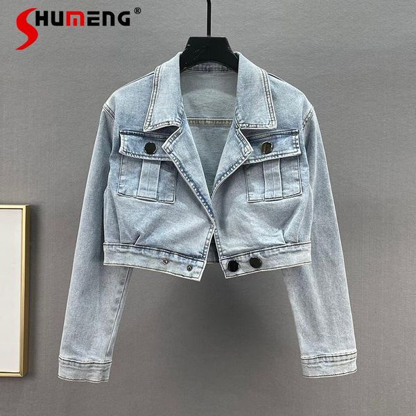 women's jackets european denim jacket 2021 autumn elastic slim-fit light blue outerwear fashion streetwear long sleeve jeans coat, Black;brown
women's jackets european denim jacket 2021 autumn elastic slim-fit light blue outerwear fashion streetwear long sleeve jeans coat, Black;brown