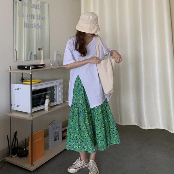 skirts long skirt female summer temperament umbrella green floral niche all-match high waist a-line, Black
skirts long skirt female summer temperament umbrella green floral niche all-match high waist a-line, Black