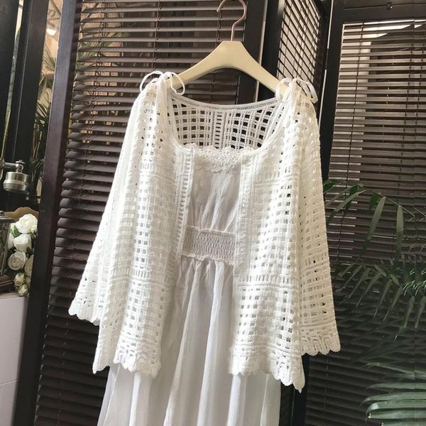 women's knits & tees lace hollow out knitted women cardigan summer 2021 flare sleeved white loose elegant female outwear coats
women's knits & tees lace hollow out knitted women cardigan summer 2021 flare sleeved white loose elegant female outwear coats