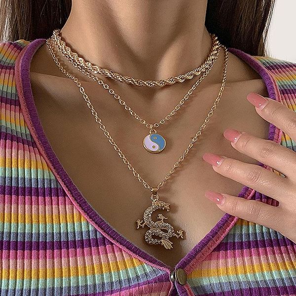 pendant necklaces vintage punk rhinestone dragon women multilayer twisted thick chains geometric tai chi necklace colar jewelry, Silver
pendant necklaces vintage punk rhinestone dragon women multilayer twisted thick chains geometric tai chi necklace colar jewelry, Silver