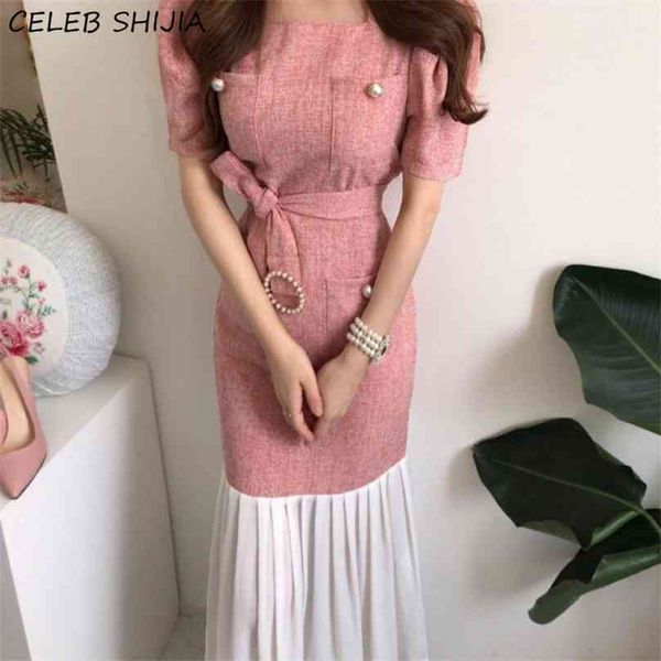 korean chic woman dresses femme patchwork pocket elegant vestidos mujer slim high waist pink party dress summer 210603, Black;gray
korean chic woman dresses femme patchwork pocket elegant vestidos mujer slim high waist pink party dress summer 210603, Black;gray