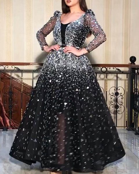 black gold sequined evening dresses long sleeve luxury high side split prom gown with detachable train long formal party gown, Black;red
black gold sequined evening dresses long sleeve luxury high side split prom gown with detachable train long formal party gown, Black;red
