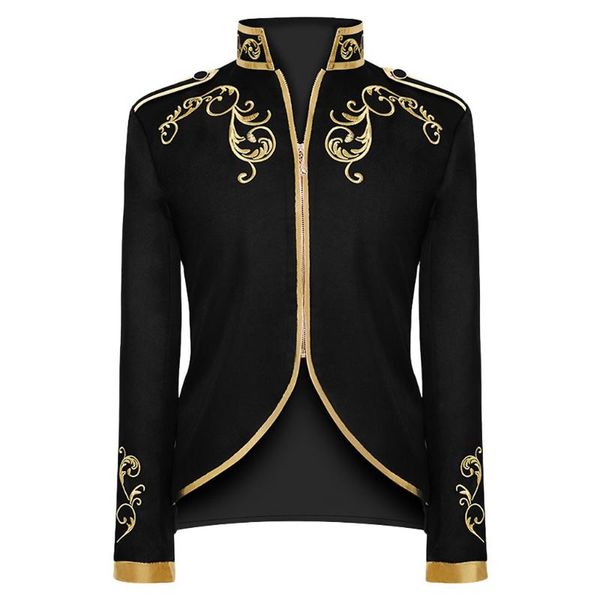 men's suits & blazers vintage steampunk men suit jacket embroidery coat blazer stand collar cosplay party terno masculino mens, White;black
men's suits & blazers vintage steampunk men suit jacket embroidery coat blazer stand collar cosplay party terno masculino mens, White;black