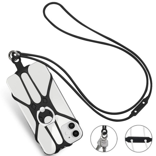 cell phone straps & charms 1 pcs universal lanyard silicone sports strap mobile lanyards neck hanging rope sling for