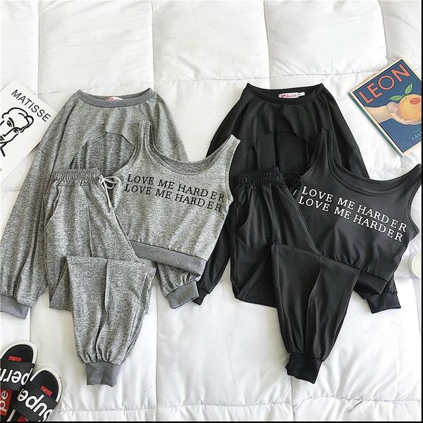 plus size 3 piece womens tracksuits set and pants vintage streetwear letter print tank long sleeve solid pant harajuku, Gray
plus size 3 piece womens tracksuits set and pants vintage streetwear letter print tank long sleeve solid pant harajuku, Gray