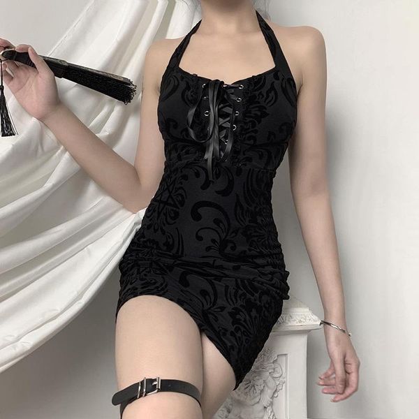 bodycon black dresses women halter mini gothic vintage dress bandage sleeveless backless female short party casual, Black;gray
bodycon black dresses women halter mini gothic vintage dress bandage sleeveless backless female short party casual, Black;gray