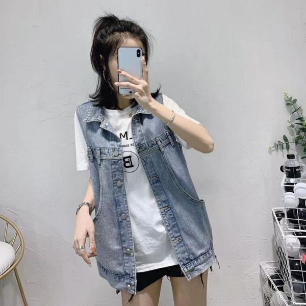 spring and summer denim women's loose-fitting sleeveless shirt coat vests, Black;white
spring and summer denim women's loose-fitting sleeveless shirt coat vests, Black;white
