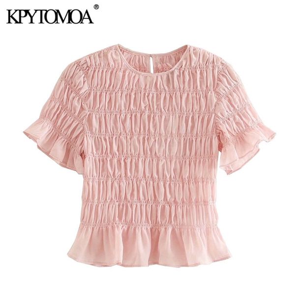 women sweet fashion ruffed pleated cropped blouses vintage o neck short sleeve female shirts chic 210420, White
women sweet fashion ruffed pleated cropped blouses vintage o neck short sleeve female shirts chic 210420, White